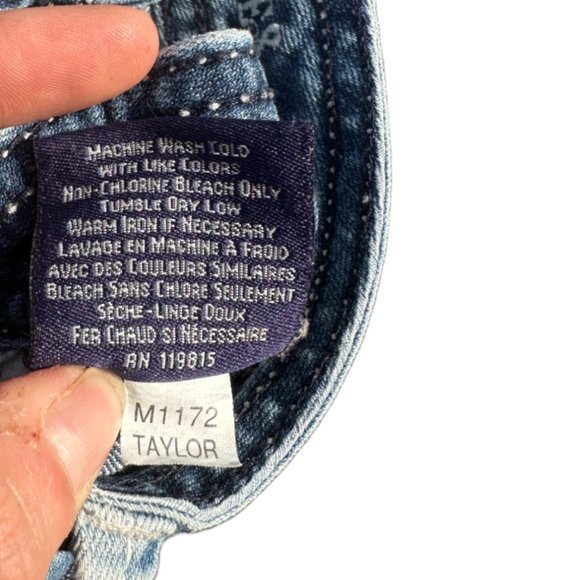 Rythm In Blues Acid Wash Embroidered Pockets Straight Leg Blue Jeans Sz 6 Reg - Picture 7 of 12